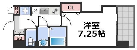 LUXE深江橋(1K/6階)の間取り写真