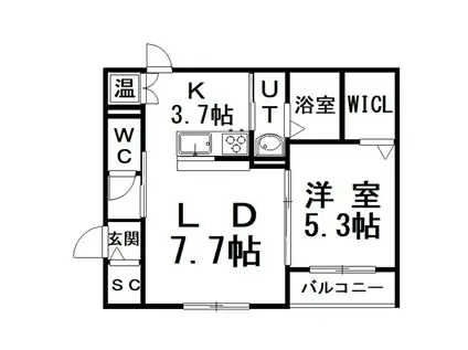 CORTILE (1LDK/1階)の間取り写真