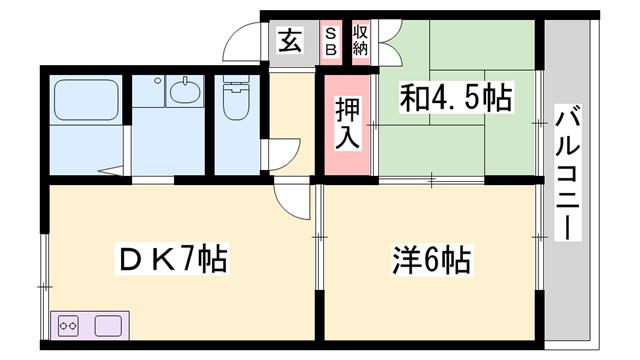 ハイツ西庄(2DK/2階)の間取り写真