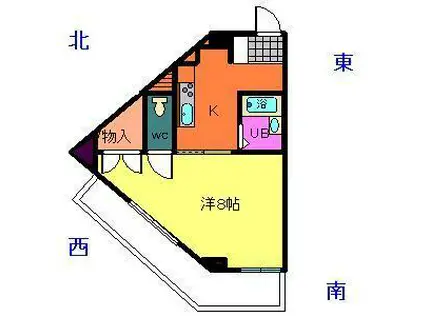 マリモビル(1K/2階)の間取り写真