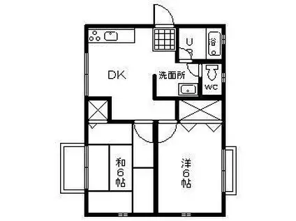 オーエヌハイツ(2DK/2階)の間取り写真