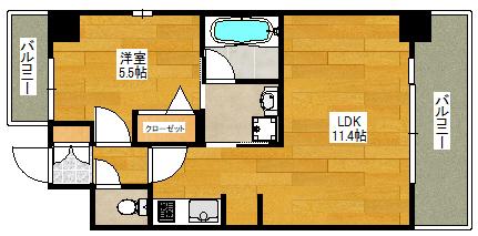 S-RESIDENCE江坂EMINENCE(1LDK/3階)の間取り写真