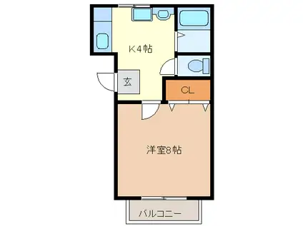 ハイツもみの木(1K/1階)の間取り写真