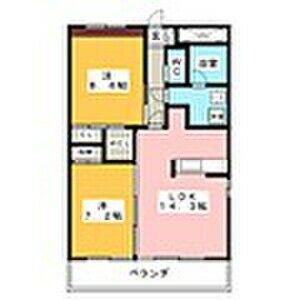 リバーズマンション築捨II(2LDK/4階)の間取り写真