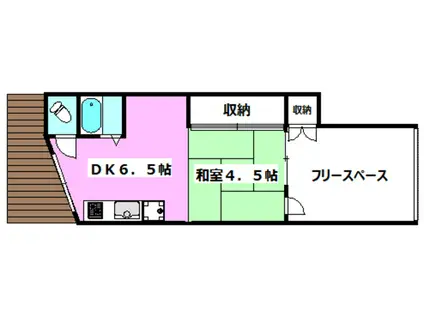 阪急京都線 茨木市駅 徒歩9分 2階建 築62年(1DK/1階)の間取り写真
