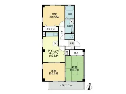 フォブール加茂(3DK/3階)の間取り写真