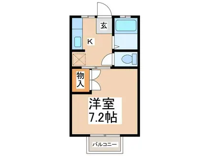 シャルマン国分(1K/2階)の間取り写真