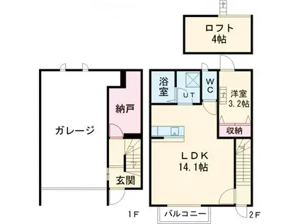 ミッレミリア(1LDK/1階)の間取り写真