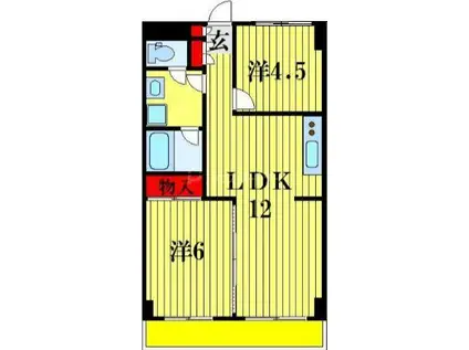 三洋ガーデン(2LDK/4階)の間取り写真
