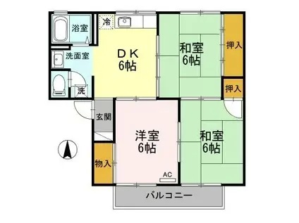 メゾン・鶴見I(3DK/2階)の間取り写真