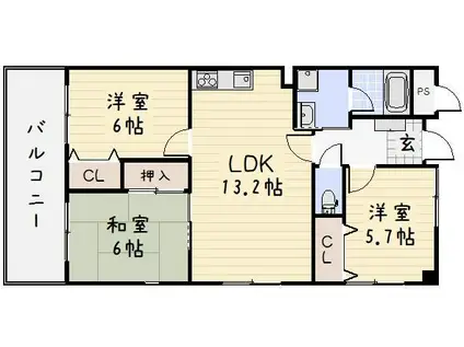 珪州館II(3LDK/4階)の間取り写真