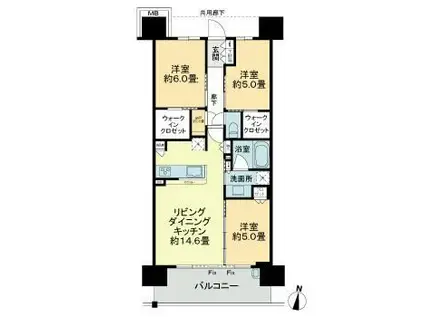 シティテラス宮崎(3SLDK/5階)の間取り写真