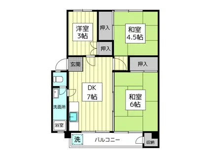 富士見町6丁目27号棟(3DK/5階)の間取り写真
