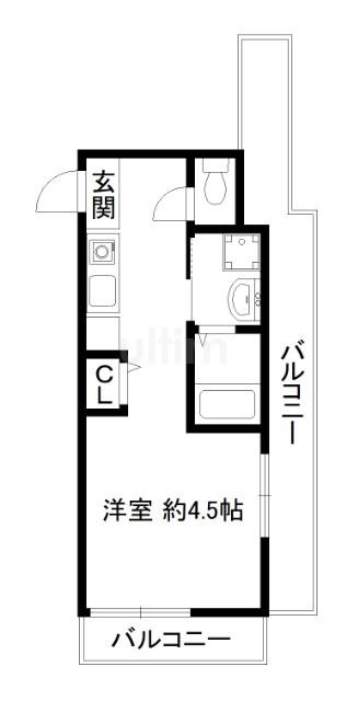 サンフェリシアン東福寺(ワンルーム/1階)の間取り写真