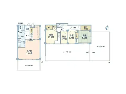 プレジデンス御影(4SLDK/6階)の間取り写真