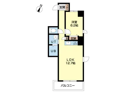 ヴァンガードクオリア(1LDK/6階)の間取り写真