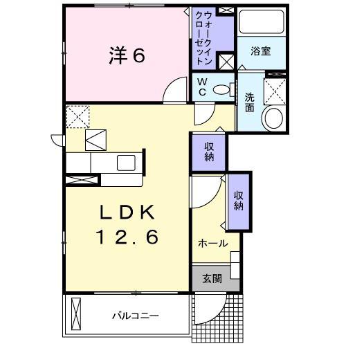 グランディール(1LDK/1階)の間取り写真