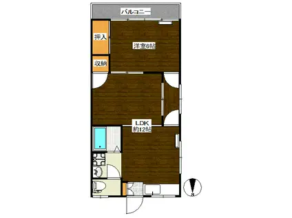 藤香ハイツ(1LDK/2階)の間取り写真