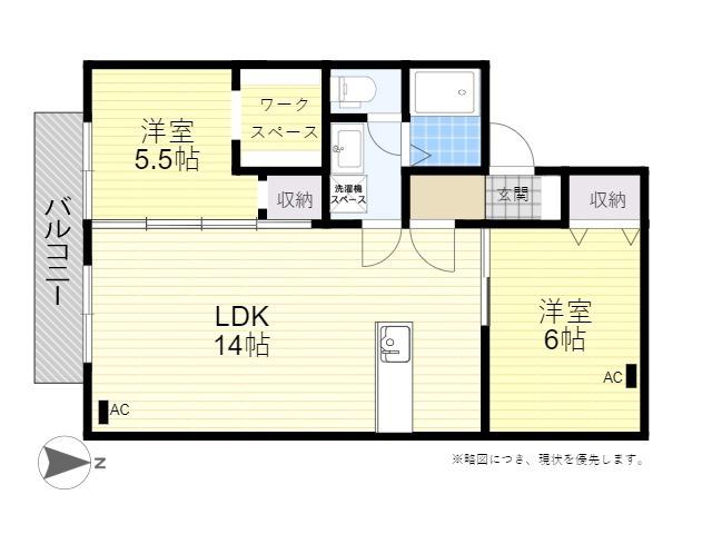 アスール三佐(2LDK/2階)の間取り写真