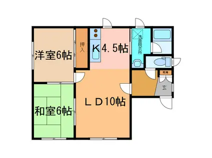 関谷ハイツ F棟(2LDK/2階)の間取り写真