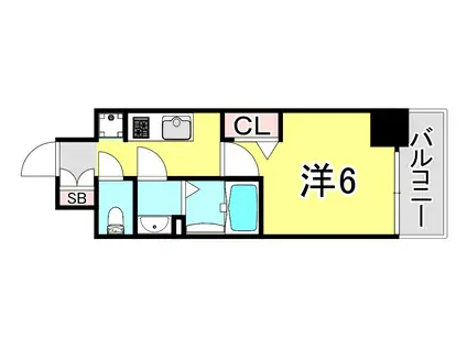 プレサンス兵庫駅前(1K/14階)の間取り写真