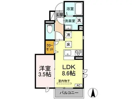 アストリア(1LDK/1階)の間取り写真