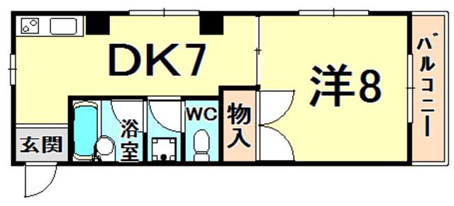 ユーミンフラット(1DK/3階)の間取り写真