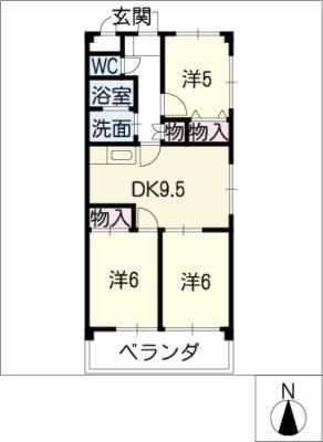 アージョ滝ノ水(3DK/1階)の間取り写真