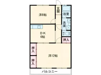 コンフォート60(2DK/3階)の間取り写真