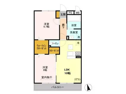 リヴァージュ参番館(2LDK/1階)の間取り写真