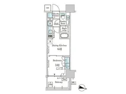 パークアクシスヨコハマ高島町(1DK/4階)の間取り写真