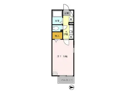 ソシアパートII(1K/1階)の間取り写真