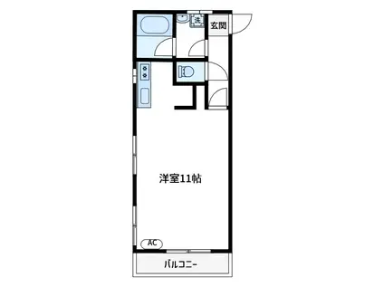 駅前光ハイツ(ワンルーム/2階)の間取り写真