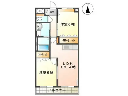 ノーブルパーク嶋(2LDK/2階)の間取り写真