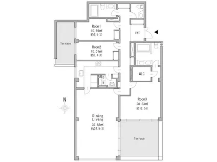パラマウント六甲(3LDK/11階)の間取り写真