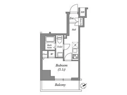 GENOVIAお花茶屋SKYGARDEN(1K/8階)の間取り写真