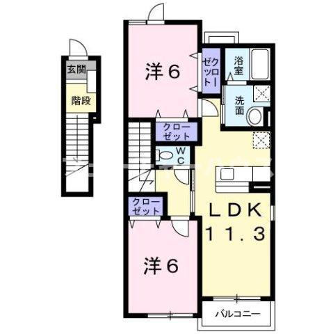 グラースヴィラ(2LDK/2階)の間取り写真