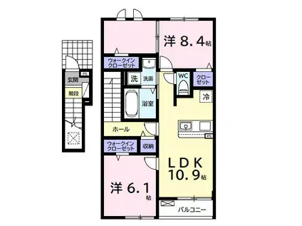 コンフォート アークB(2LDK/2階)の間取り写真