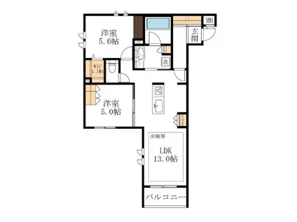 LE RUAHレルーア(2LDK/2階)の間取り写真