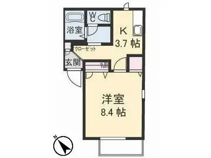 ディアス貴船A棟(1K/1階)の間取り写真