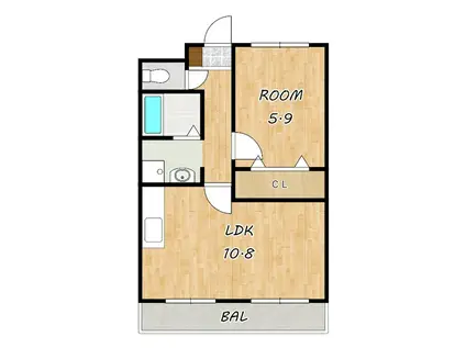 アプローズ(1LDK/2階)の間取り写真