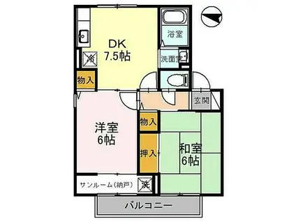 サンフォレスト(2DK/1階)の間取り写真