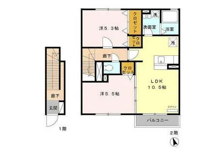 パークヒル城南(2LDK/2階)の間取り写真