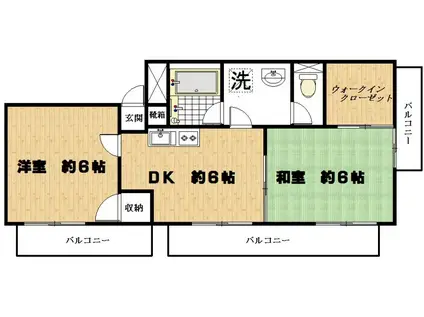ヴィラコート用賀(2DK/3階)の間取り写真