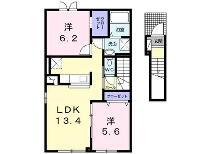K・SヴィラII(2LDK/2階)の間取り写真