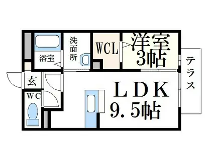 オーシャンパレス(1LDK/1階)の間取り写真