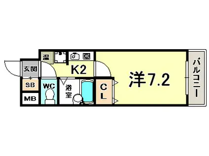 エスリード三宮(1K/3階)の間取り写真