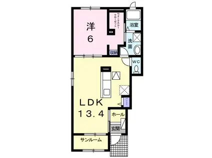 ル・セルクルII(1LDK/1階)の間取り写真