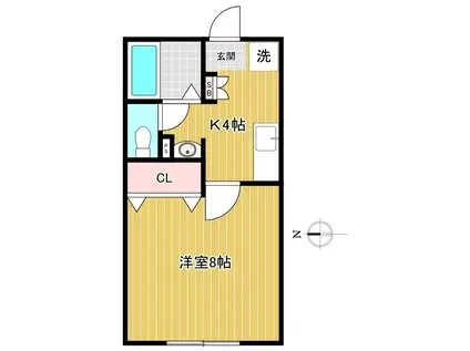 クレアトゥール(1K/2階)の間取り写真