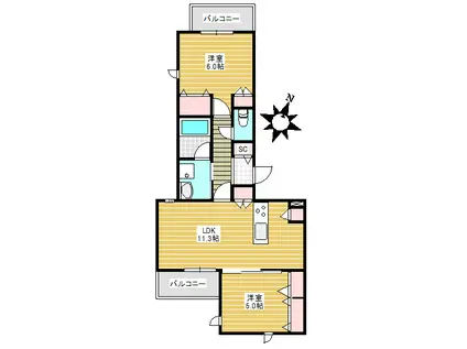 NOBEL中落合(2LDK/3階)の間取り写真